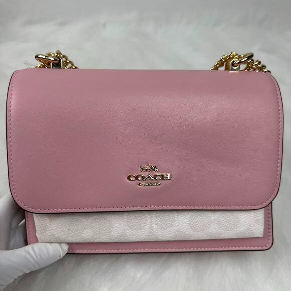 Coach Klare Crossbody Bag In Signature Canvas & Leather/Gold/Carnation CV978 - Picture 4 of 13